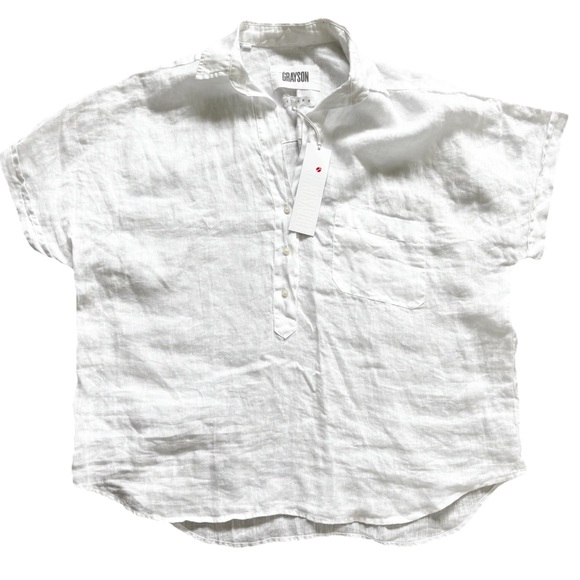 GRAYSON NWT 100% LINEN ARTIST SS SHIRT SIZE MEDIUM OVERSIZED BOXY LAGENLOOK CHIC - Picture 7 of 7